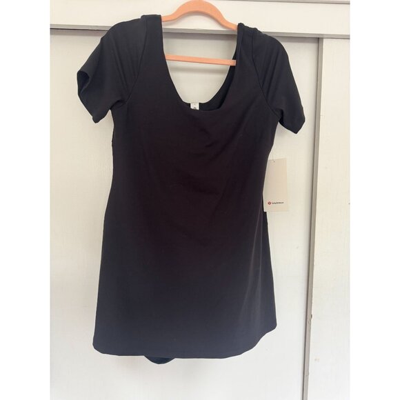 NEW LULULEMON ALIGN SHORT SLEEVE DRESS IN BLACK SZ 12 WOMENS NEW WITH TAG $148 - Picture 3 of 4
